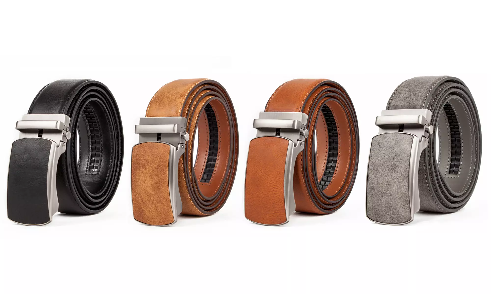 Men's Leather Automatic Solid Leather Buckle Ratchet Dress Belts - Primary Image