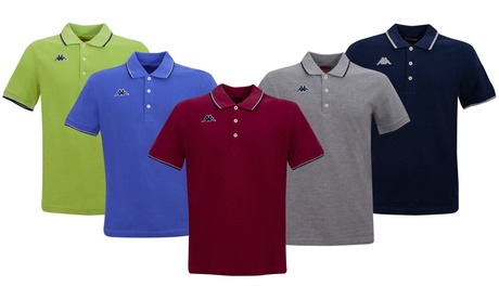 Set di 2 Polo da uomo Kappa con righino e logo a contrasto, disponibili in vari colori e taglie