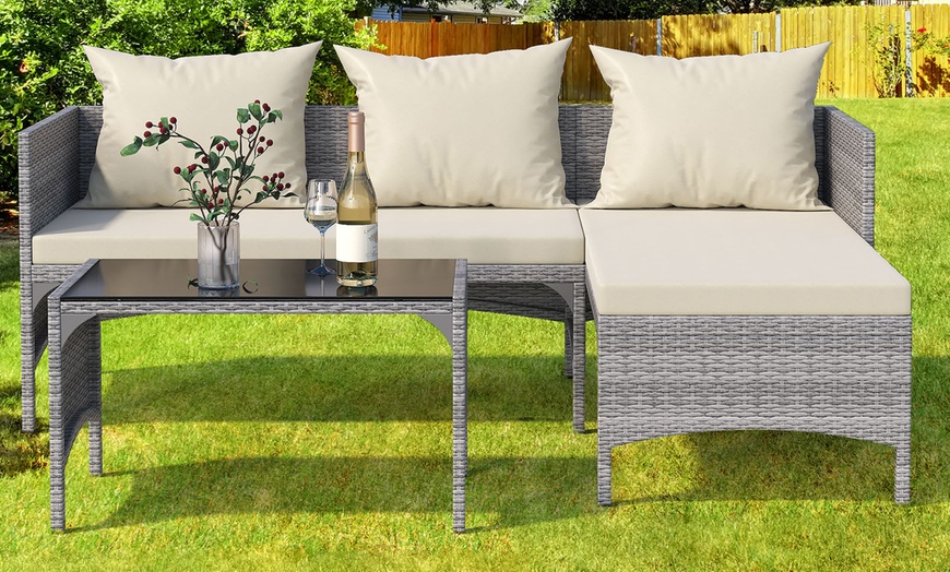 Image 10: Three Piece Outdoor Furniture Set With Table 