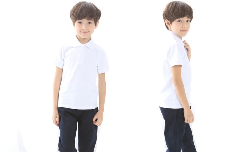 Image 2: Kids' White Unisex Polo T-Shirt