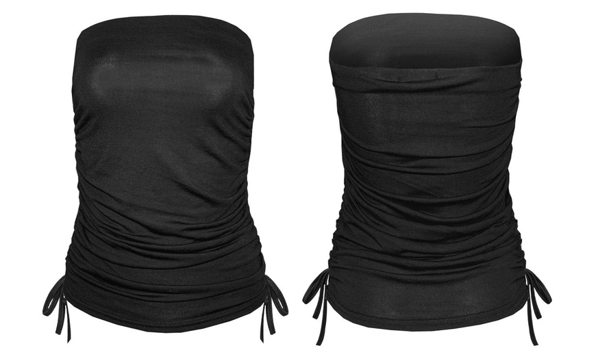 Image 2: Ruched Drawstring Tube Top