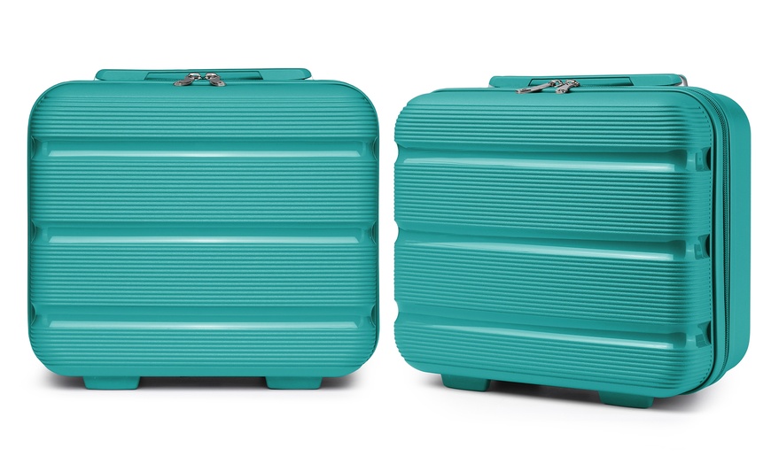 Image 15: Individual or Set of Three Textured Groove Hard Shell Suitcases