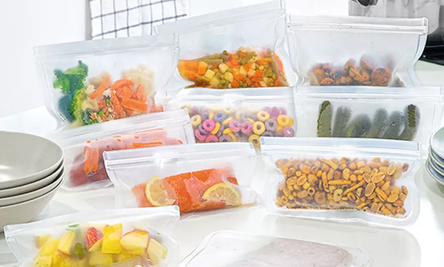Image 1: Pack de 10 sacs alimentaires réutilisables
