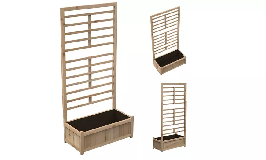 Image 10: Raised Wooden Planter with Climbing Trellis