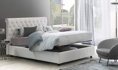 Letto matrimoniale Elsa in ecopelle disponibile con materasso opzionale e con spedizione gratuita