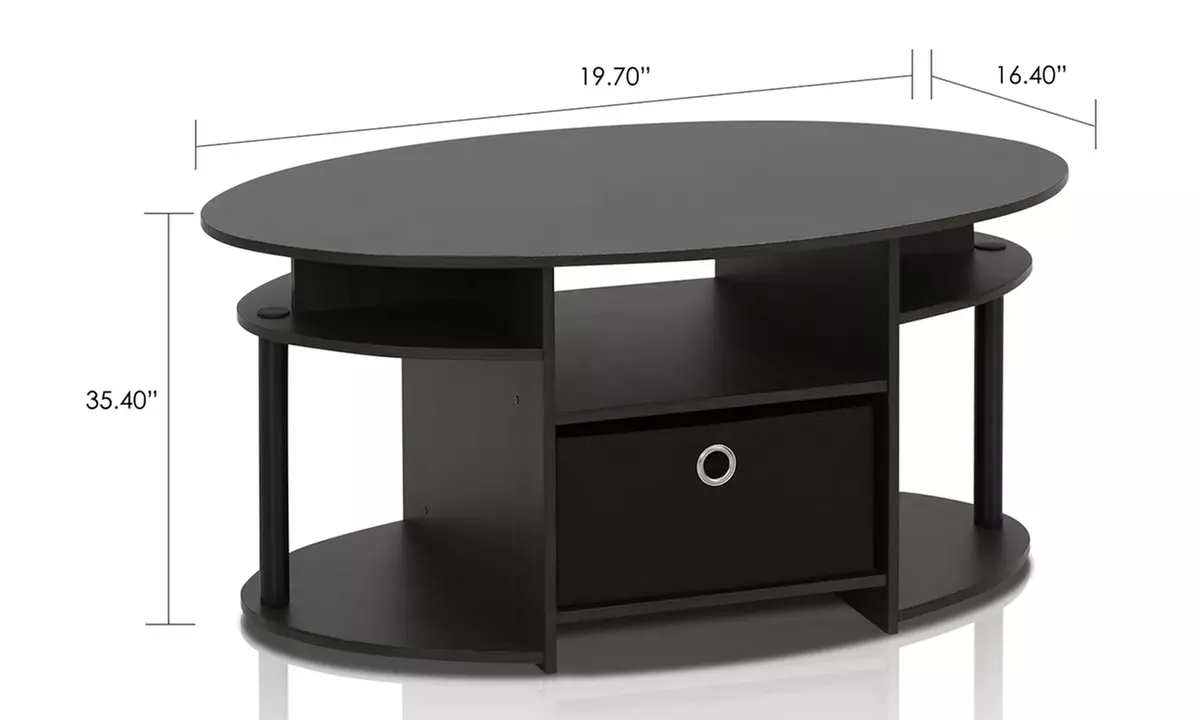 Simple Oval Coffee Table with Bin - Image 5