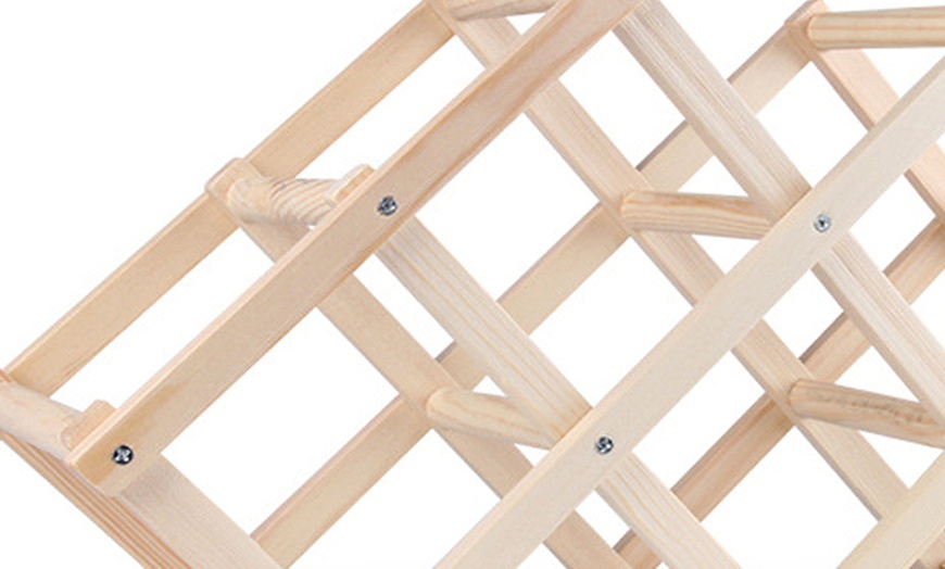 Image 2: Decorative Foldable Solid Wood Stackable Wine Rack