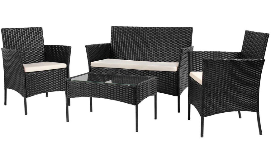 Image 2: Four-Piece Rattan-Effect Garden Furniture Set