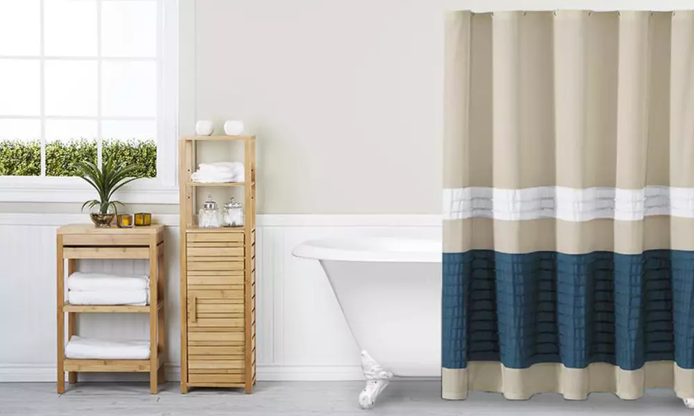 Portico Pleated Shower Curtain  - Primary Image