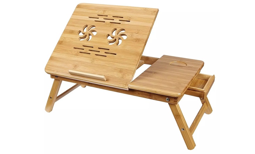 Image 2: Foldable Wooden Laptop Stand