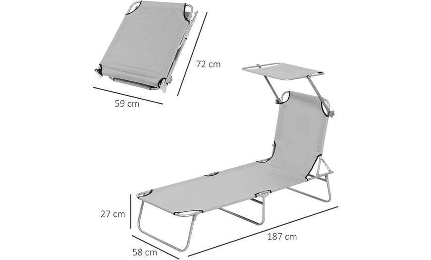 Image 6: Outsunny Foldable Sun Lounger with an Adjustable Back