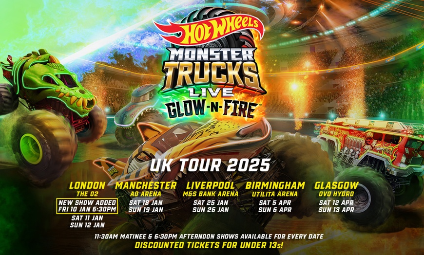 Image 1: Ultimate Glow Party with Hot Wheels Monster Trucks Live in the UK!