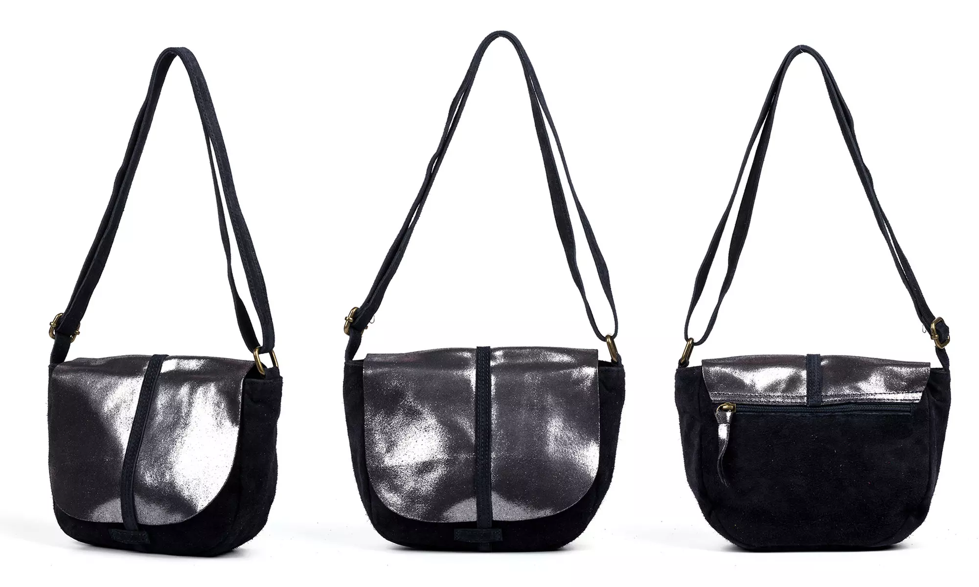 Sac bandoulière en cuir brillant Carla Belotti, modèle Rose - Primary Image