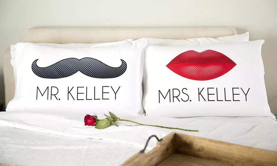 One, Two, Three, Five, or 10 Personalized His and Hers Romantic Pillowcases from Qualtry (Up to 76% Off) - Second Medium