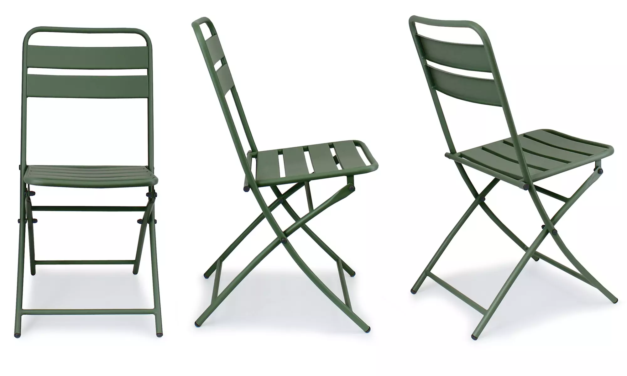 2 sedie pieghevoli in ferro a listelli Camillo Rigamonti