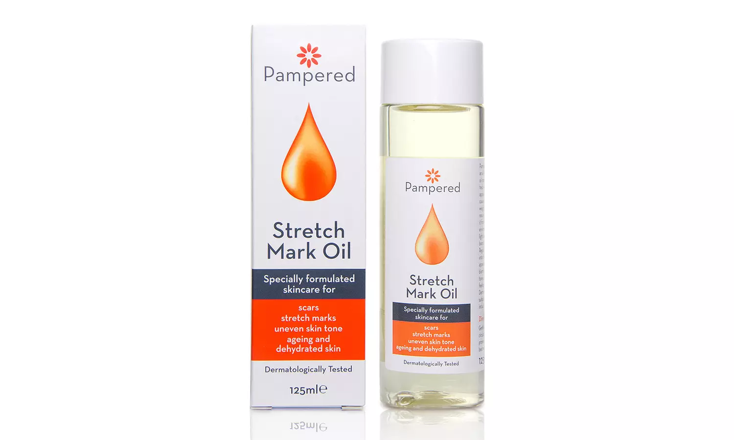 Pampered Stretch Mark Oil bei Dehnungsstreifen, Narben, altersbedingter oder dehydrierter Haut - Primary Image