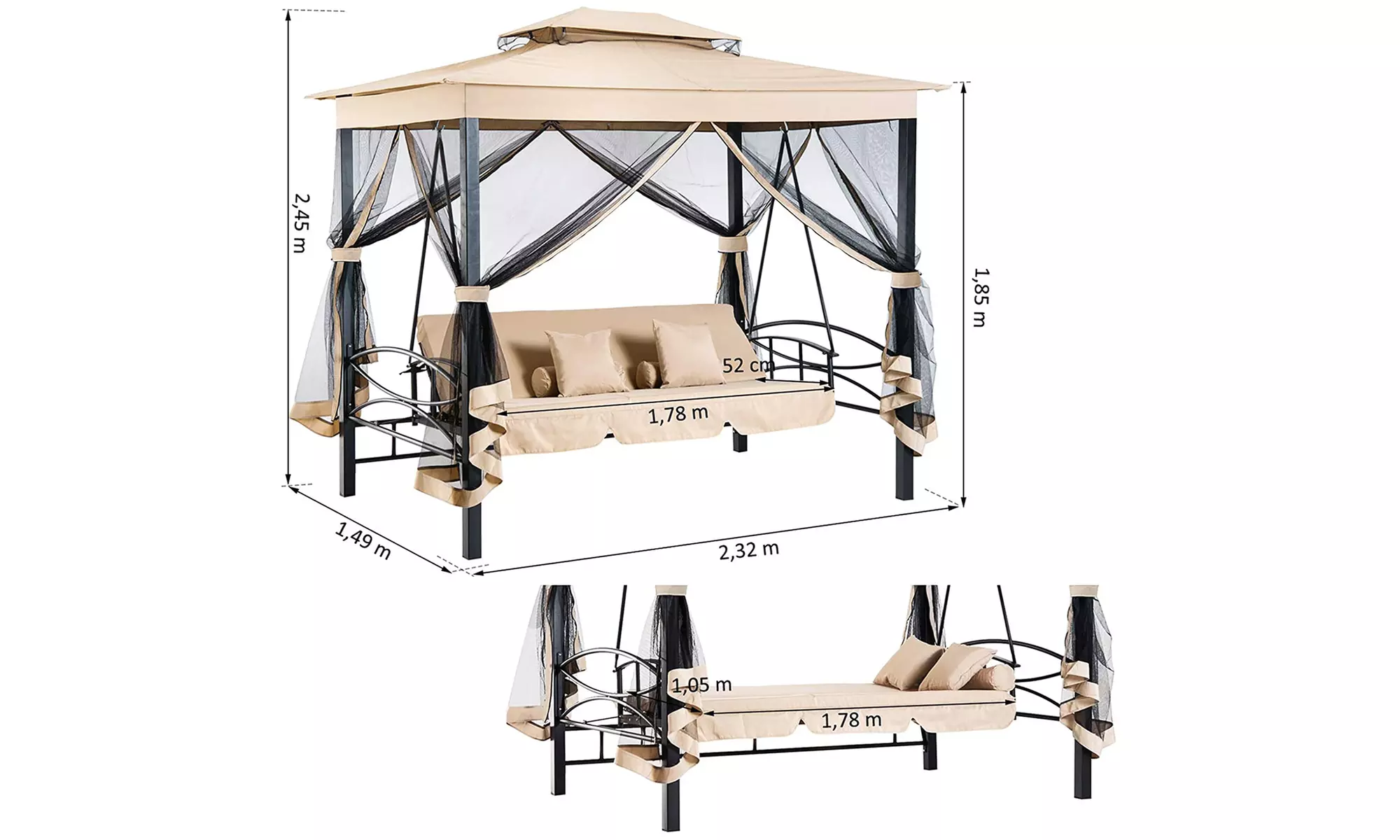 Outsunny Three Seater Swing Chair