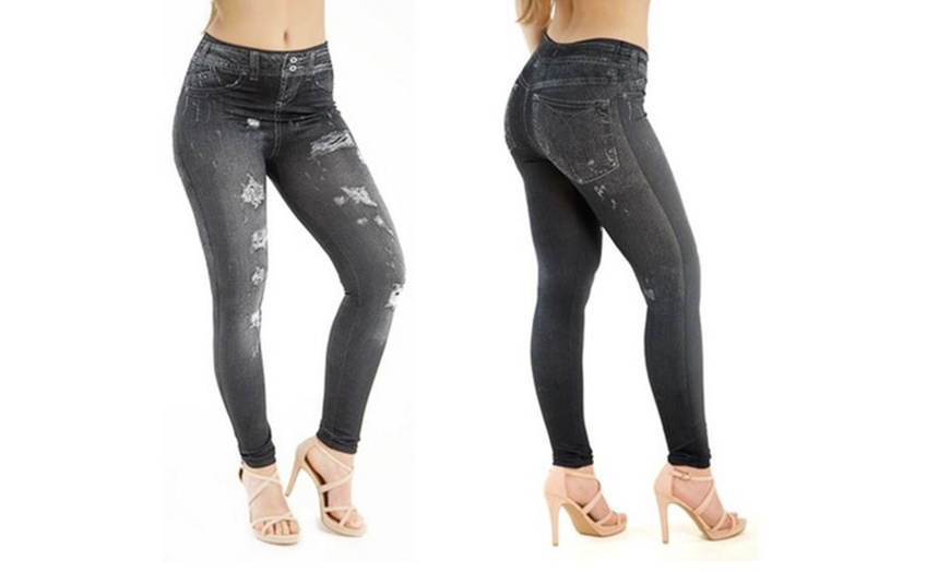 Image 4: Fleece-Lined Slimming Jeggings