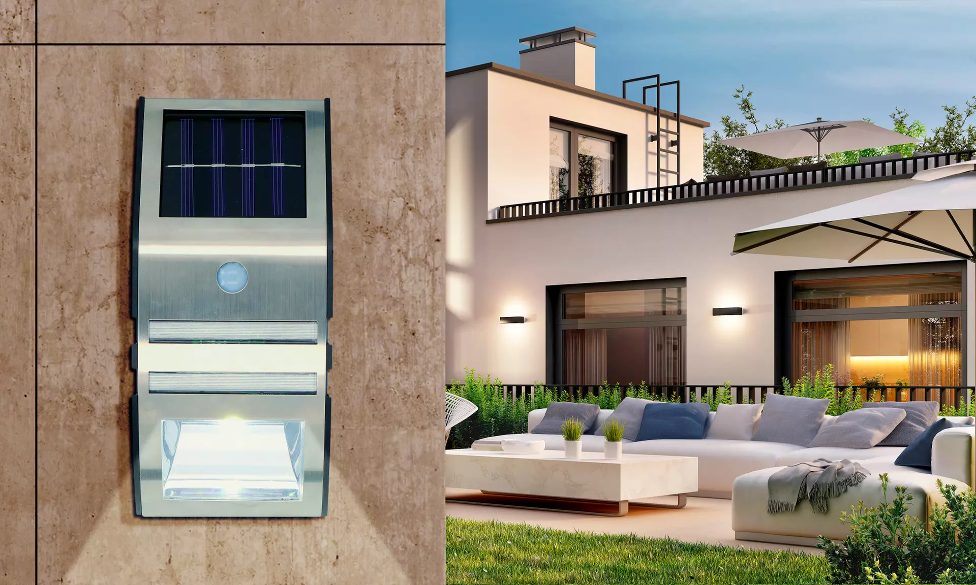 1 ou 2 appliques murales solaires LED de la marque Grundig - Primary Image