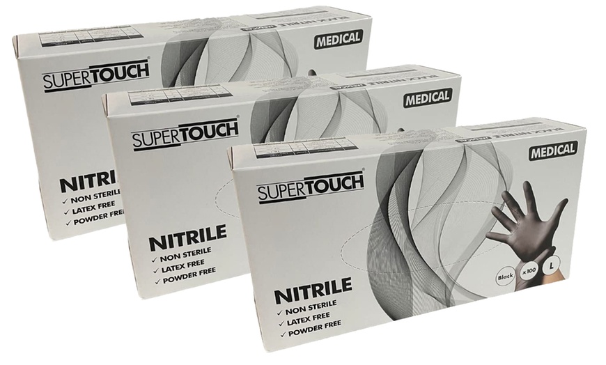 Image 11: Up to 10 Packs of 100 Supertouch Black Nitrile Gloves