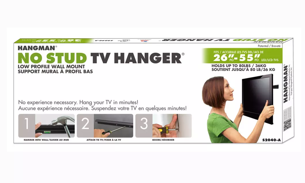 Hangman Products No-Stud TV Hanger for 26"-55" HDTVs—Patented and UL Rated - Second Medium