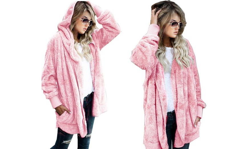 Image 10: Women's Hooded Teddy Jacket