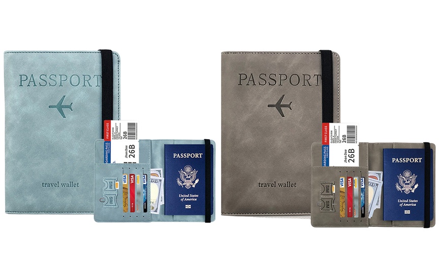 Image 11: One or Two RFID Blocking Passport Holder and Travel Wallets