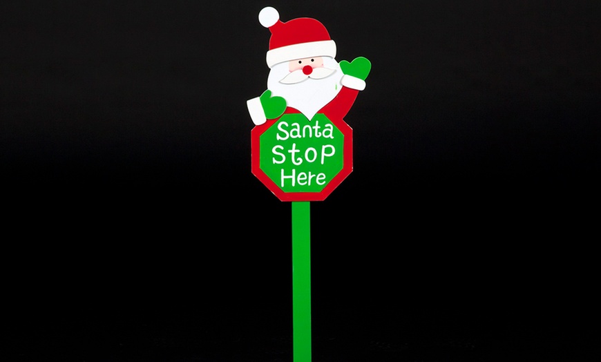 Image 4: Santa Stop Here Garden Stake