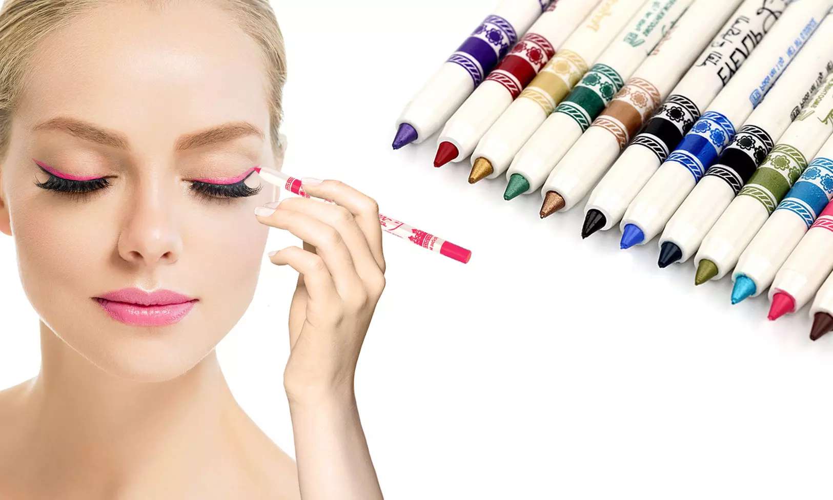 Professional Vivid Multi-Color Eye and Lip Liner Pencil Set (12- or 24-Piece) - Primary Image