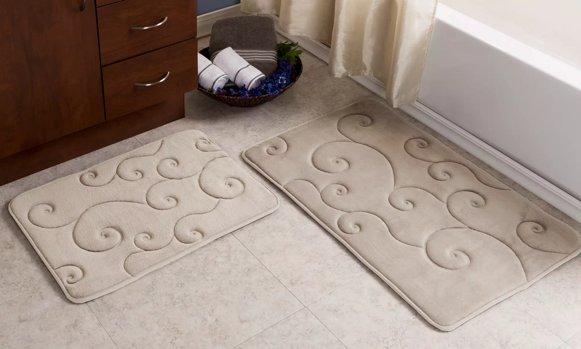 Lavish Home Scroll Memory Foam Bath Mat Set (2-Piece) - Primary Image