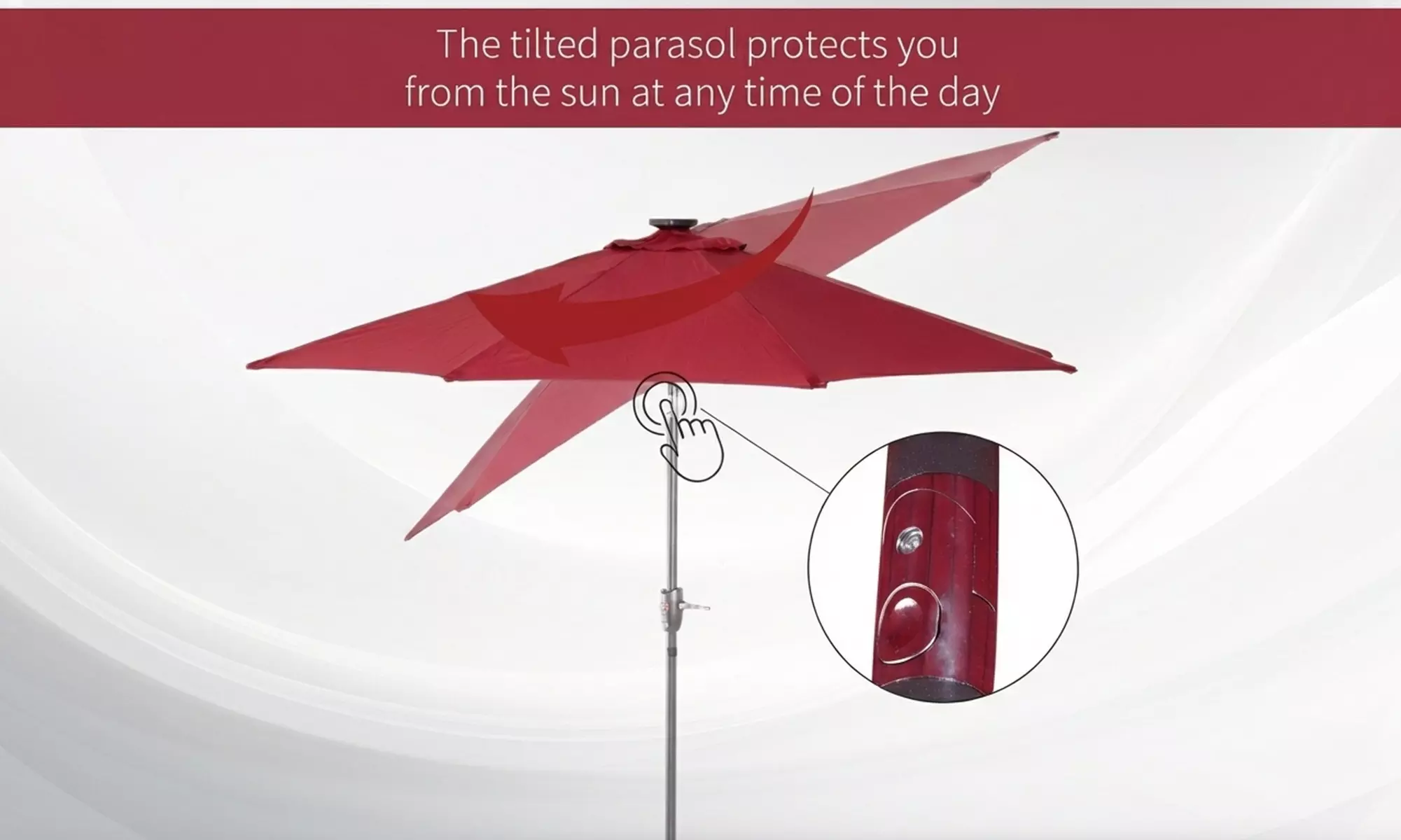 Outsunny Solar LED Tilt Parasol Umbrella