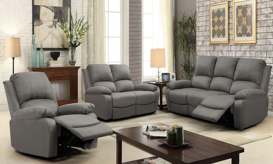 Image 2: Fabric Recliner Sofa Set Collection