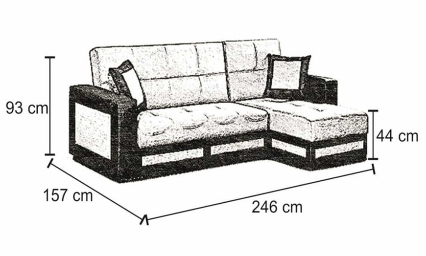 Image 8: Tina L-Shape Corner Ottoman Storage Sofa Bed