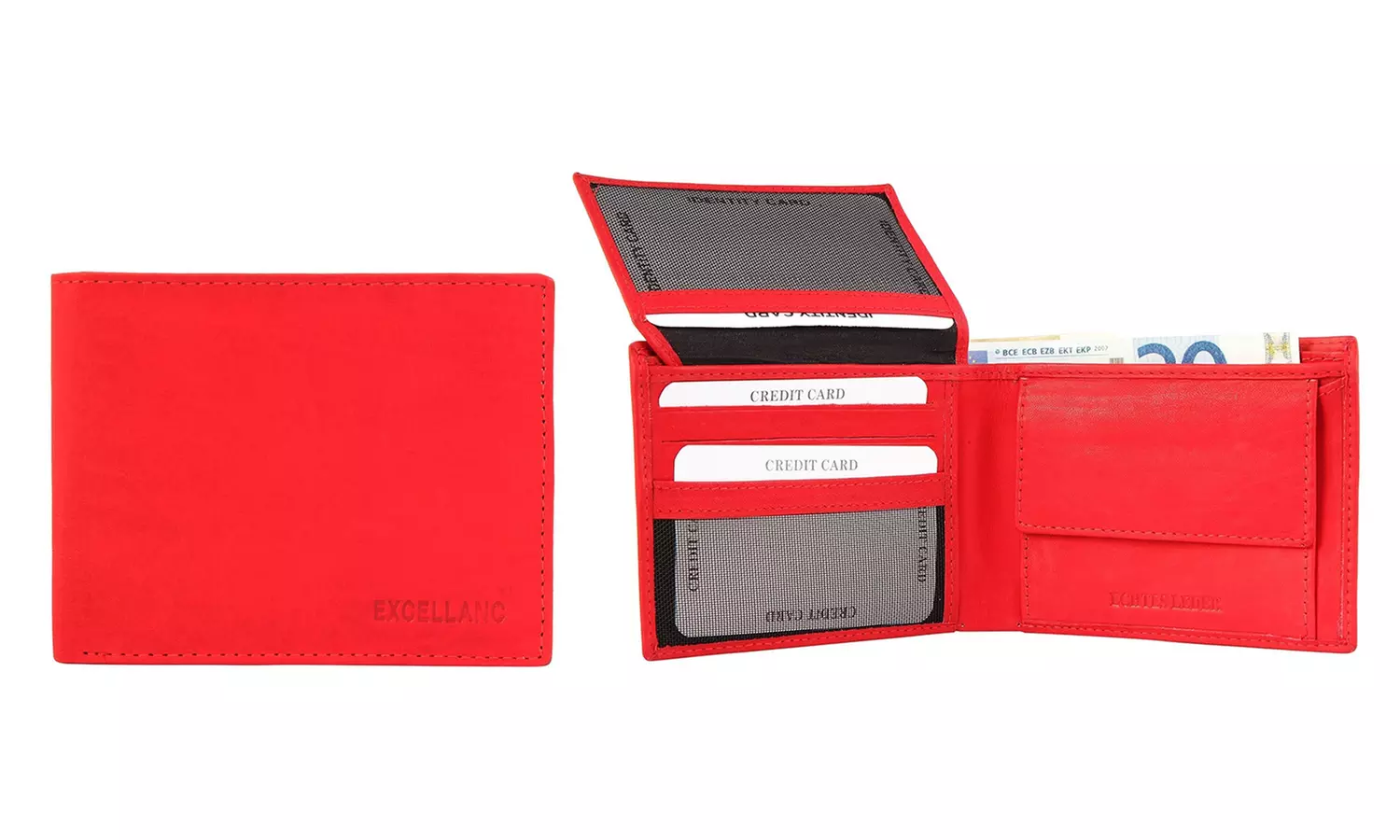 1x, 2x, oder 3x Herren- oder Unisex-Geldbörse aus Leder