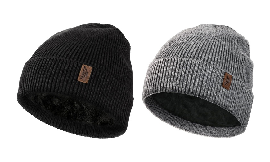 Image 9: One or Two Men's Winter Warm Beanie Hats