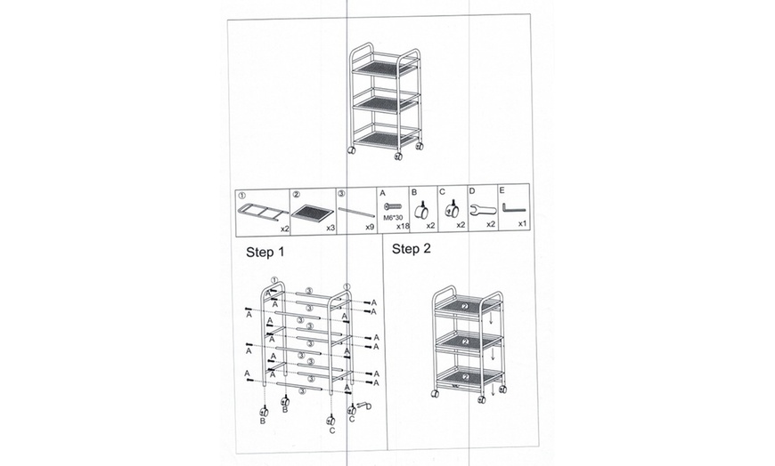 Image 8: Multifunctionele trolley met 3 niveaus en 4 zwenkwielen