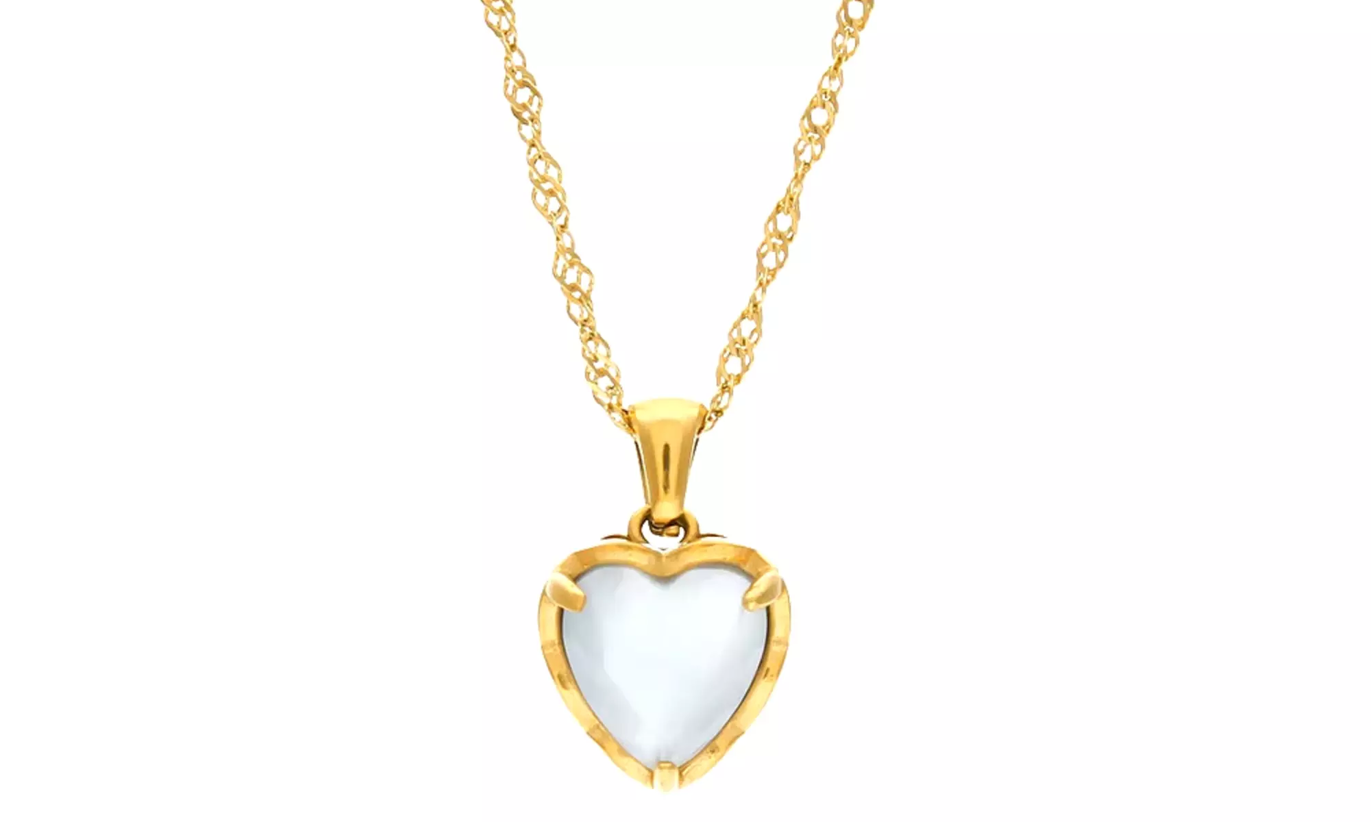 Collier en forme de cœur et acier inoxydable plaqué or 18 carats