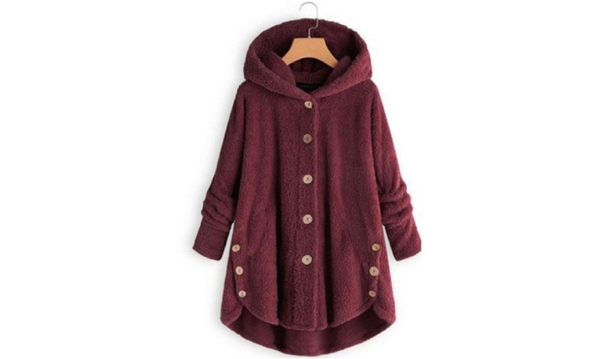 Image 10: Oversized Fluffy Hooded Coat