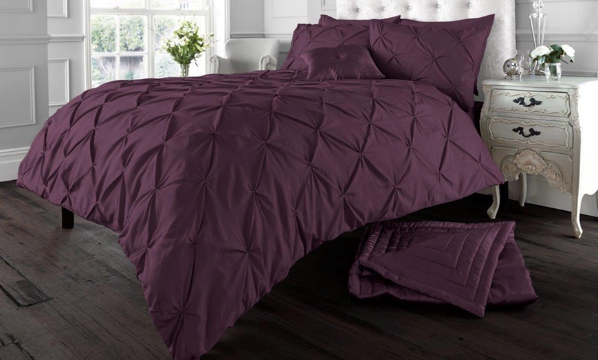 Image 2: Alford Pintuck Duvet Cover Set or Fitted Sheet