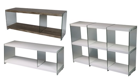 Libreria o porta-TV Casa Collection in vetro e MDF, disponibile in 2 colori