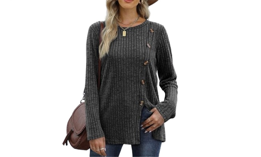 Image 5: Stylish Long Sleeve Top with Self Stripes