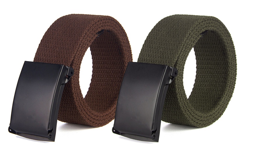 Image 4: Unisex Canvas Belt Two-Pack