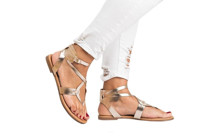 Image 6: Low Heel Slip-On Sandals
