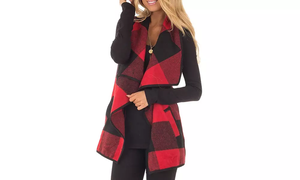 Leo Rosi Buffalo Plaid Vest. Plus Sizes Available. - Image 4