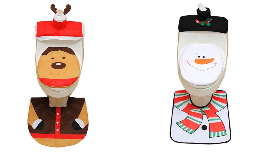 Image 15: Three-Piece Xmas Toilet Cover