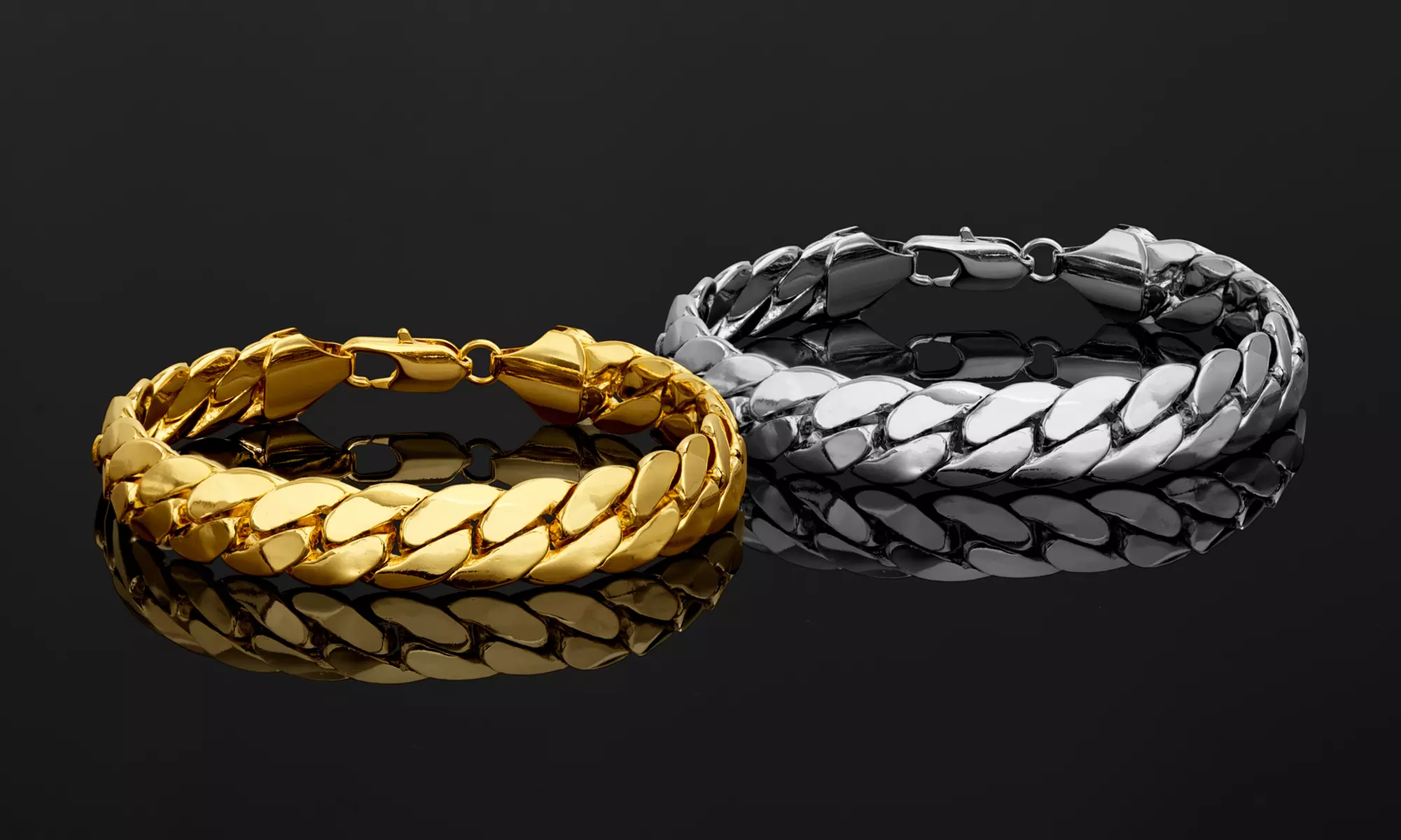 Arturo Zeta Men's 11MM Cuban Chain Bracelet in 14K Gold Over Brass - Primary Image