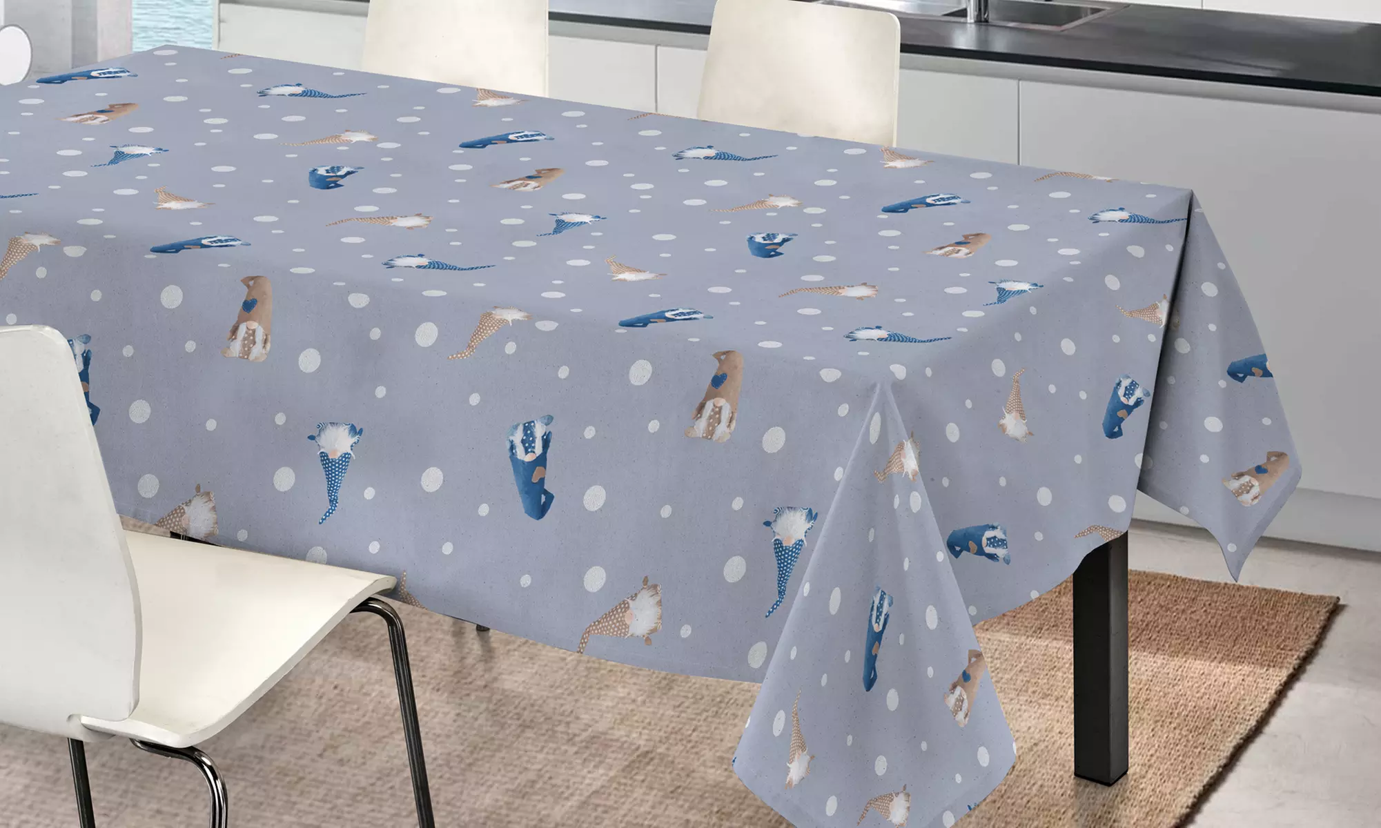 Baumwoll-Tischdecke mit weihnachtlichem Muster