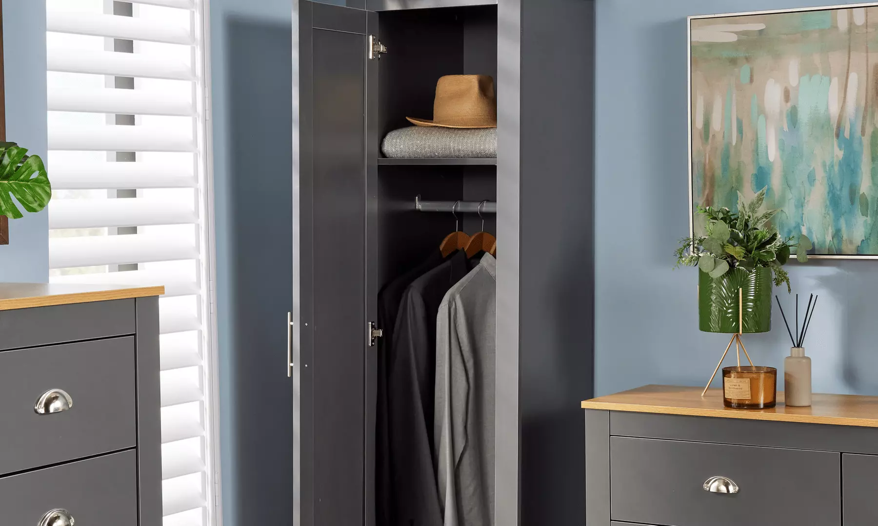 Camden Single Door Bedroom Wardrobe Storage