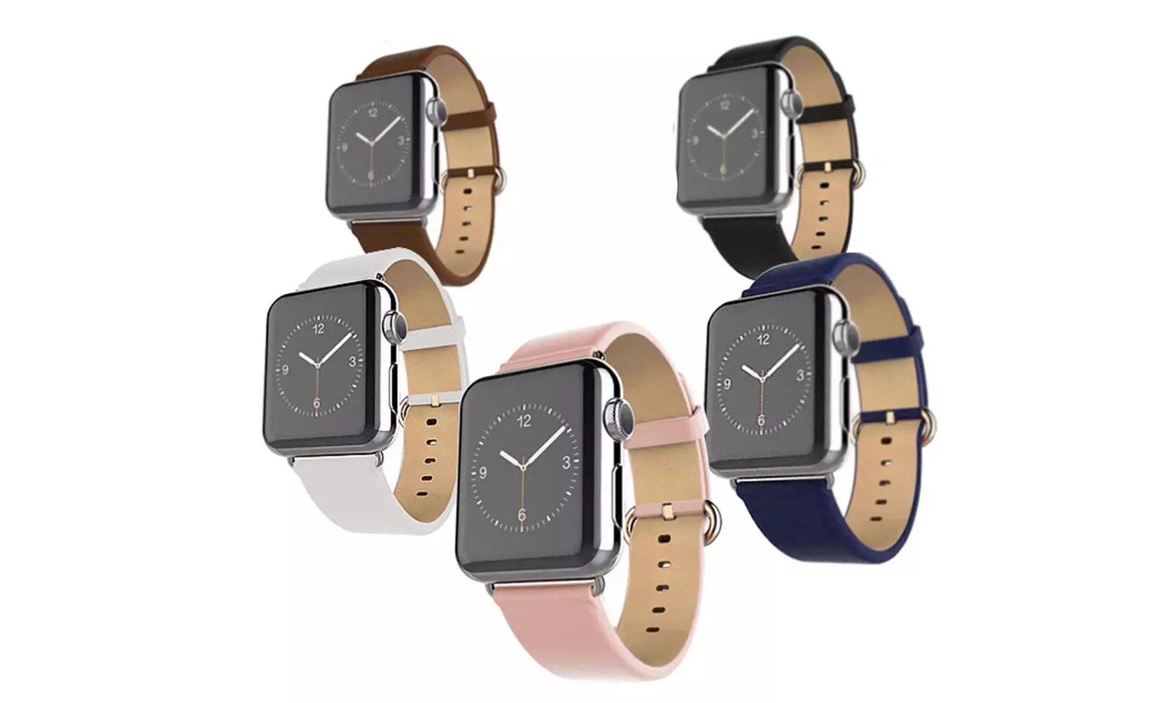Waloo Leather Grain Apple Watch Replacement Band compatibility with Series 1, 2, 3, 4, & 5 - Primary Image