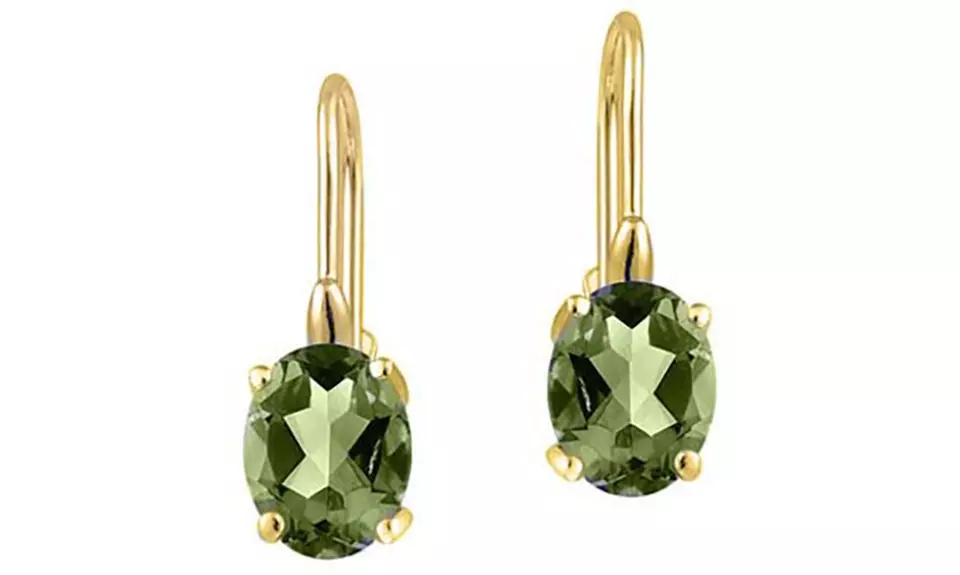2 CTTW Genuine Peridot Leverback Earrings in 18K Yellow Gold - Primary Image